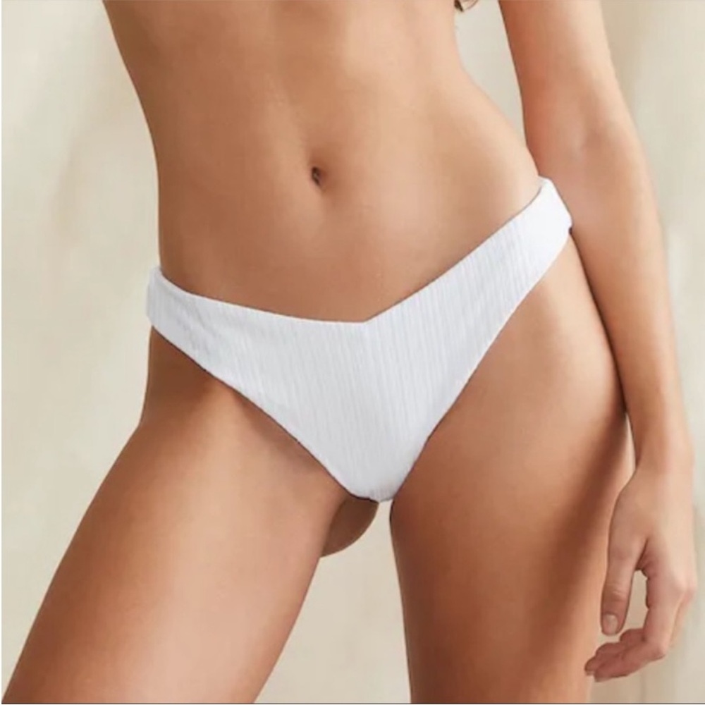 Onia White Irregular Rib Chiara Bikini Bottom Size Small
